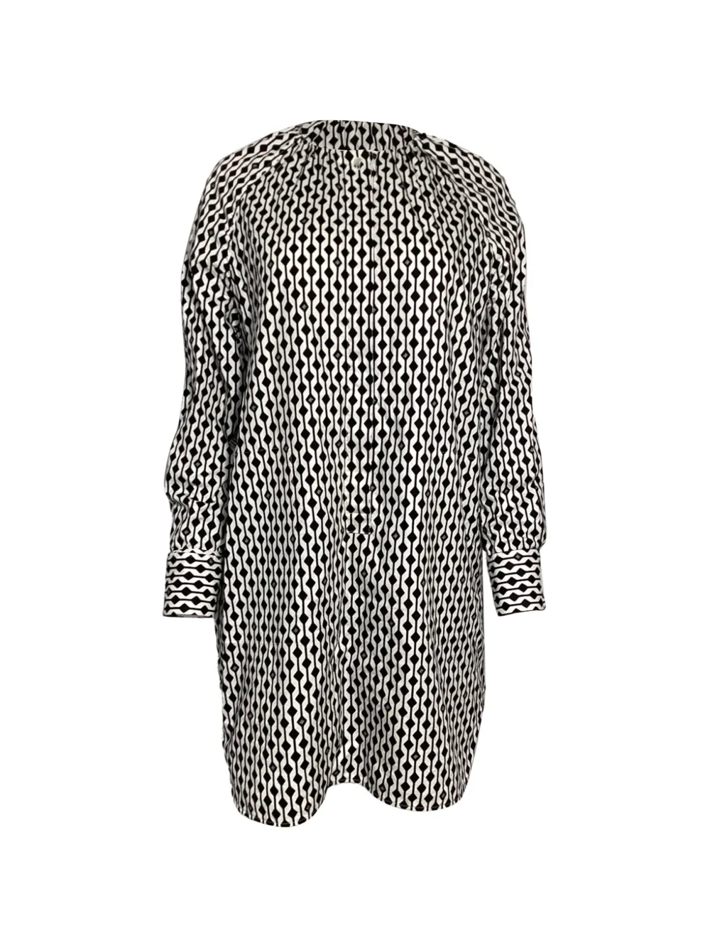 Max Mara geometric-print long-sleeve tunic dress - Bianco