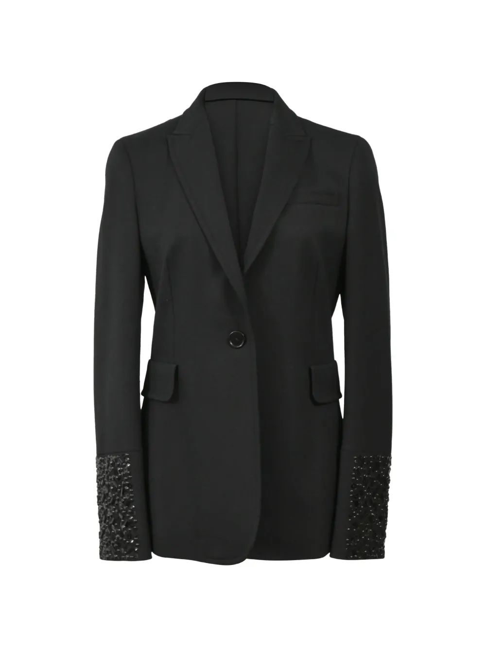 Pre-owned Akris Beaded-cuff Single-breasted Blazer In Black