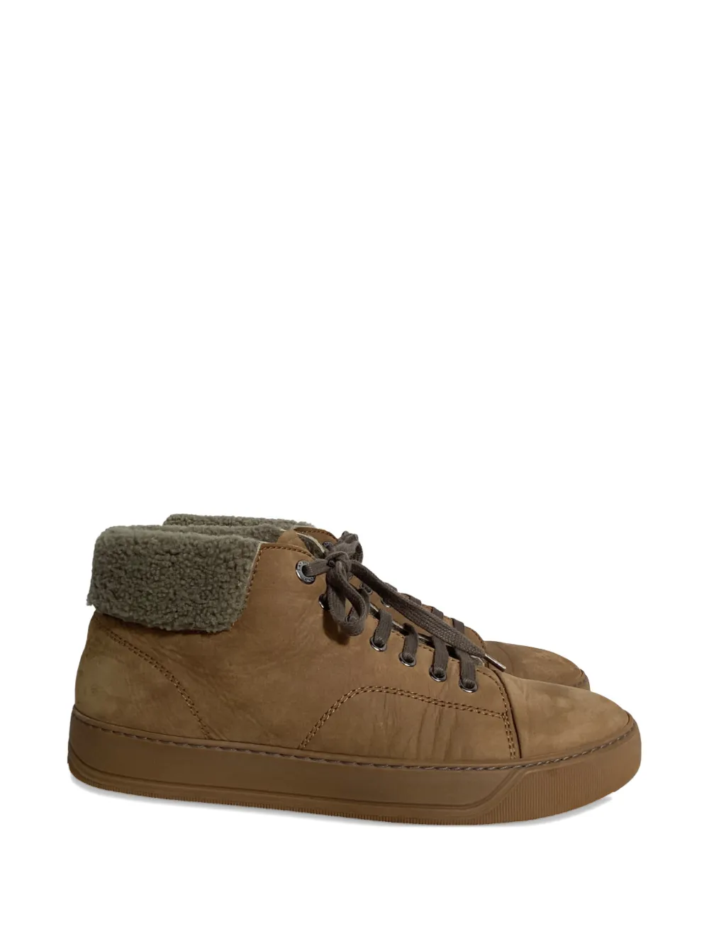 Lanvin Pre-Owned shearlinglace-up fastening sneakers - Marrone