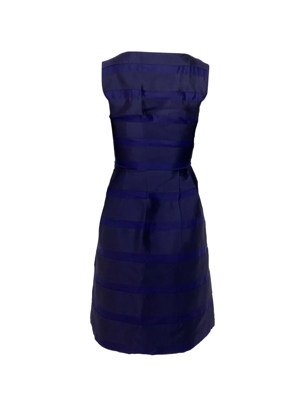 Carolina Herrera Vintage striped-pattern square-neck midi dress - Blauw