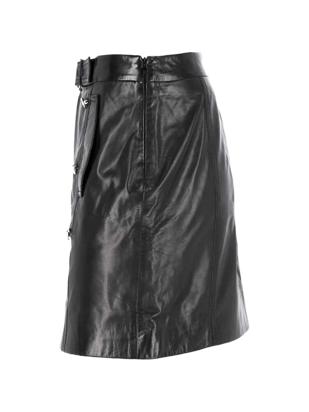 BOSS button-embellishment leather mini skirt - Zwart