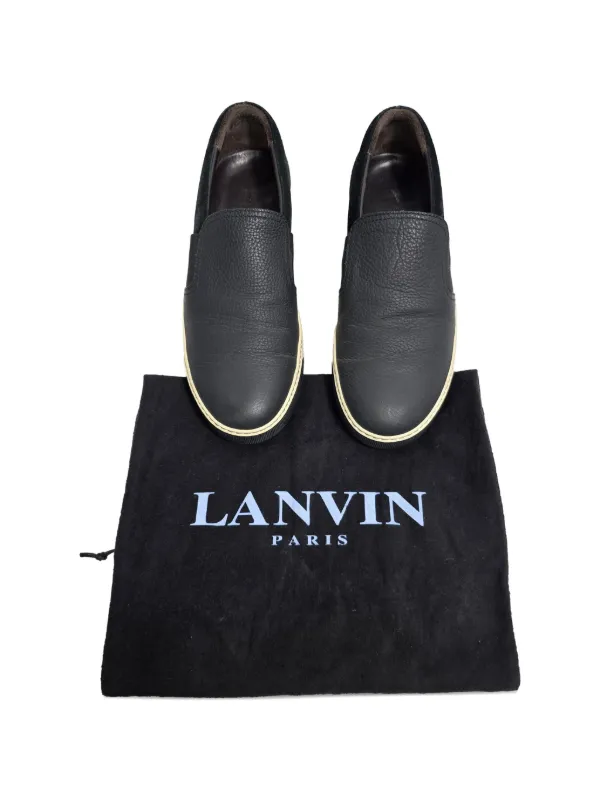 Lanvin Pre-Owned Leather slip-on Sneakers | Black | FARFETCH JO