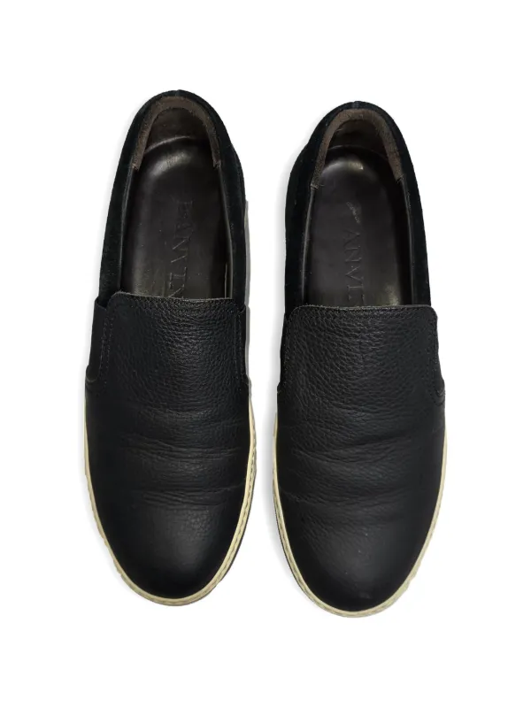 Lanvin Pre-Owned Leather slip-on Sneakers | Black | FARFETCH JO display picture 3