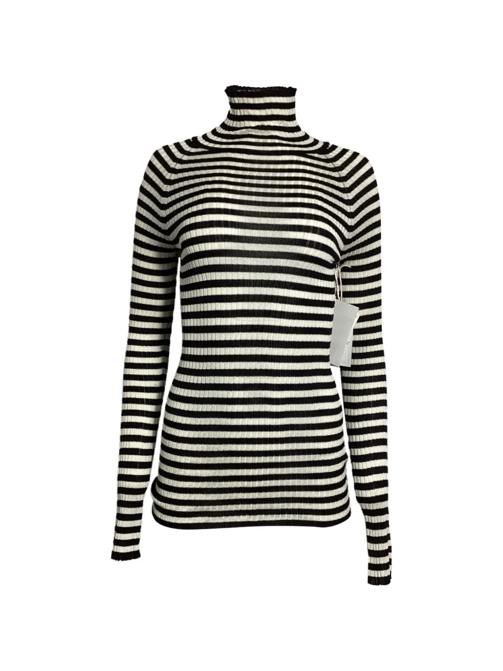 KHAITE striped turtleneck sweater - Nero