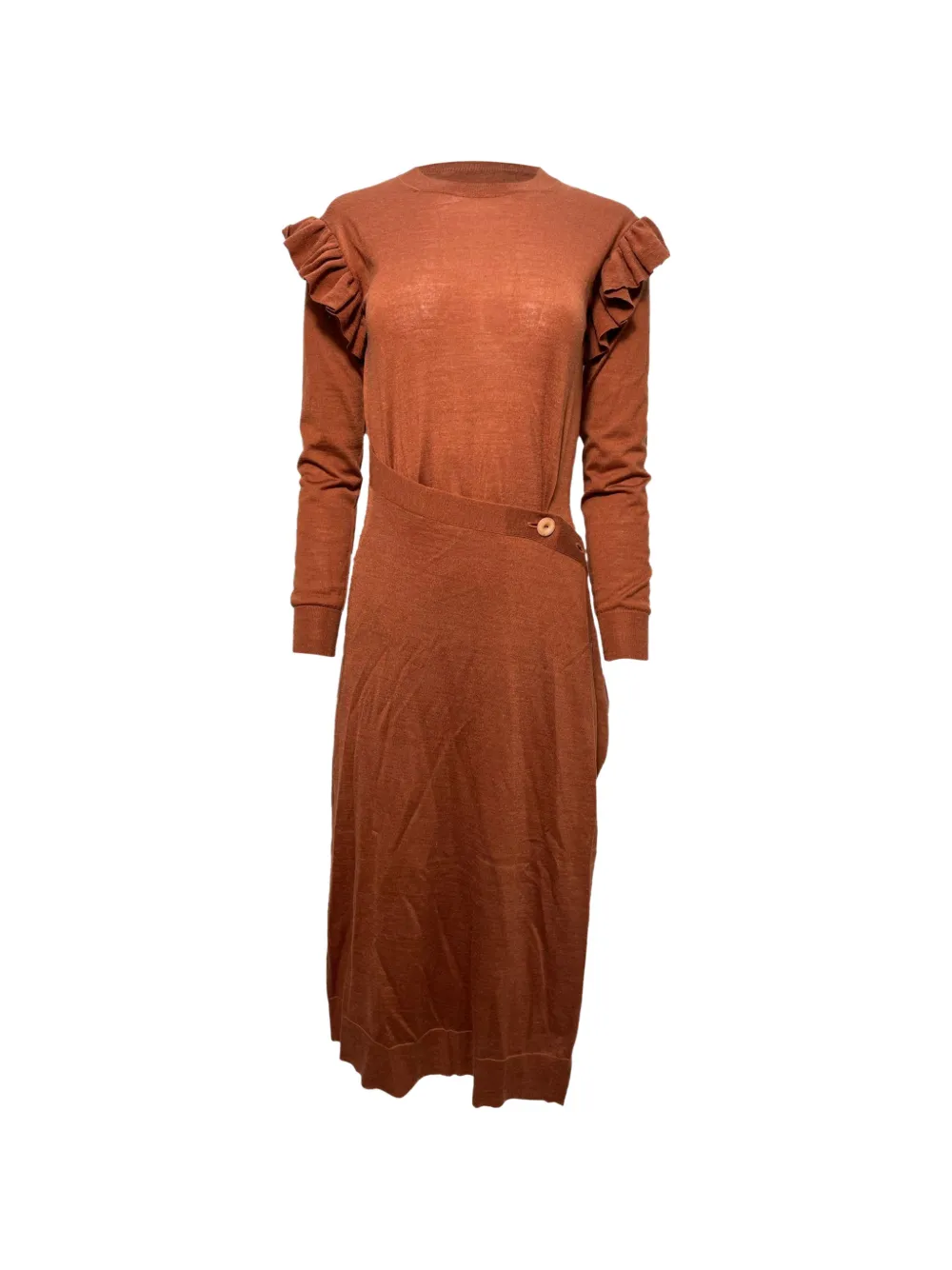 Ulla Johnson Leo ruffled-detail midi dress - Marrone