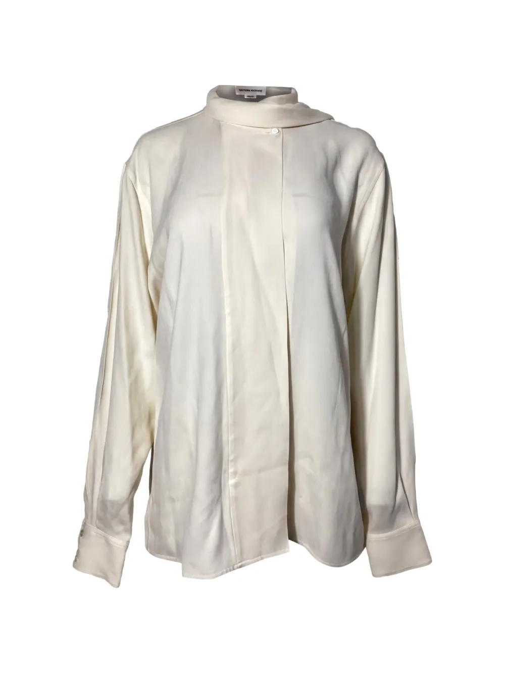 Pre-owned Victoria Beckham Scarf-neck Long-sleeve Blouse In Neutrals