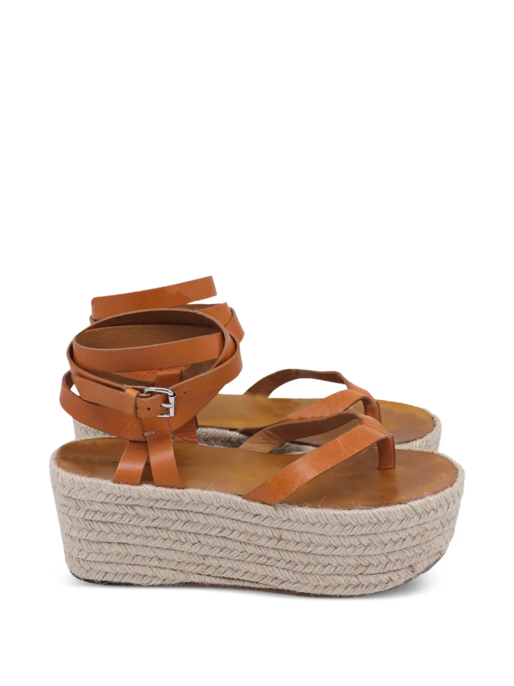 Isabel Marant Vintage ankle-strap wedge espadrilles - Braun