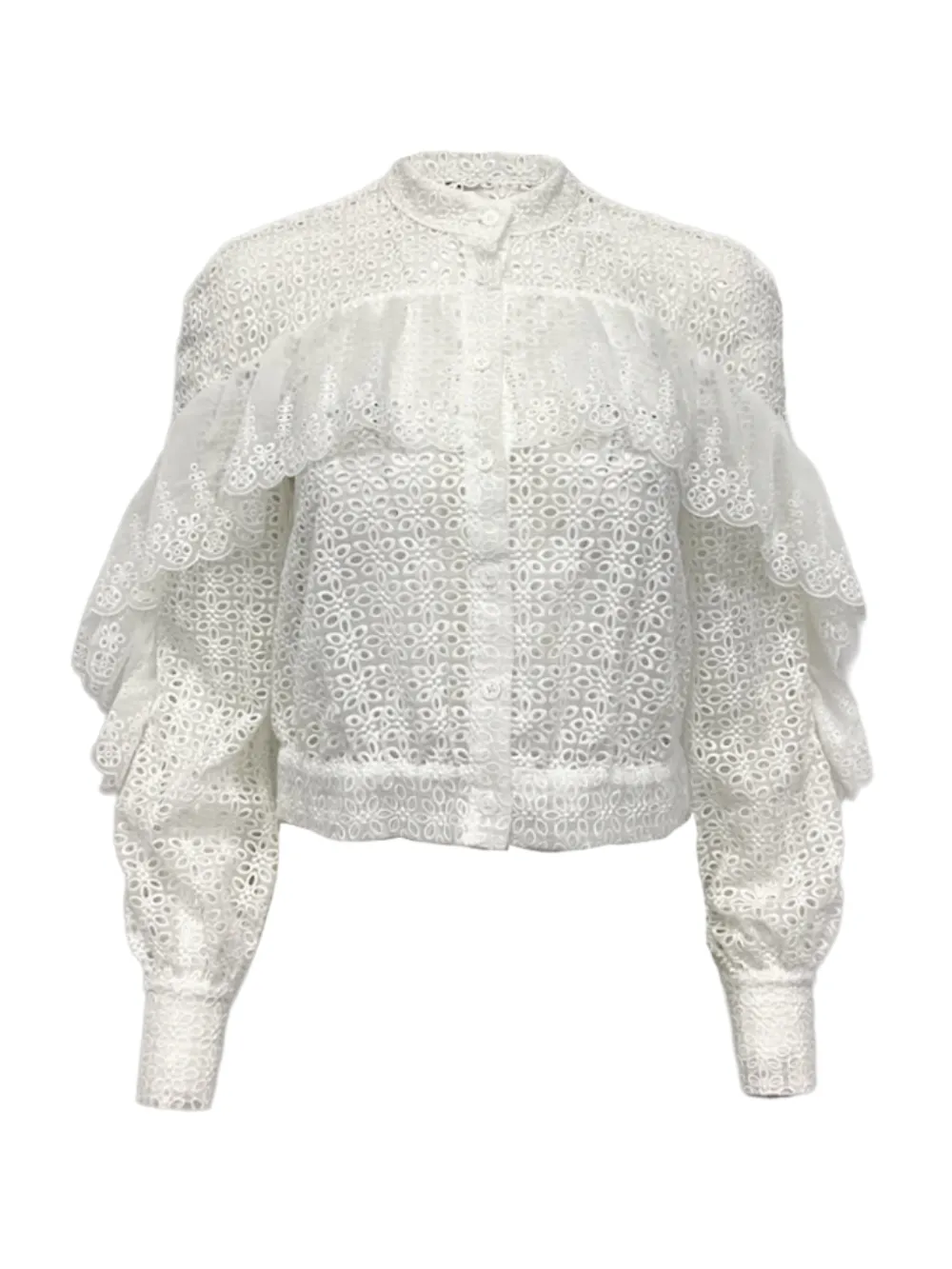 Self-Portrait floral-embroidered blouse - Bianco