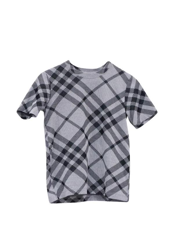 ラスト１【新品】Burberry チェック コットン Tシャツ グレー 10Y Burberry Pre-Owned チェック Tシャツ | グレー | FARFETCH JP