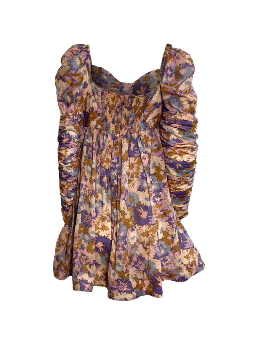 ZIMMERMANN ruched floral-print mini dress - Beige