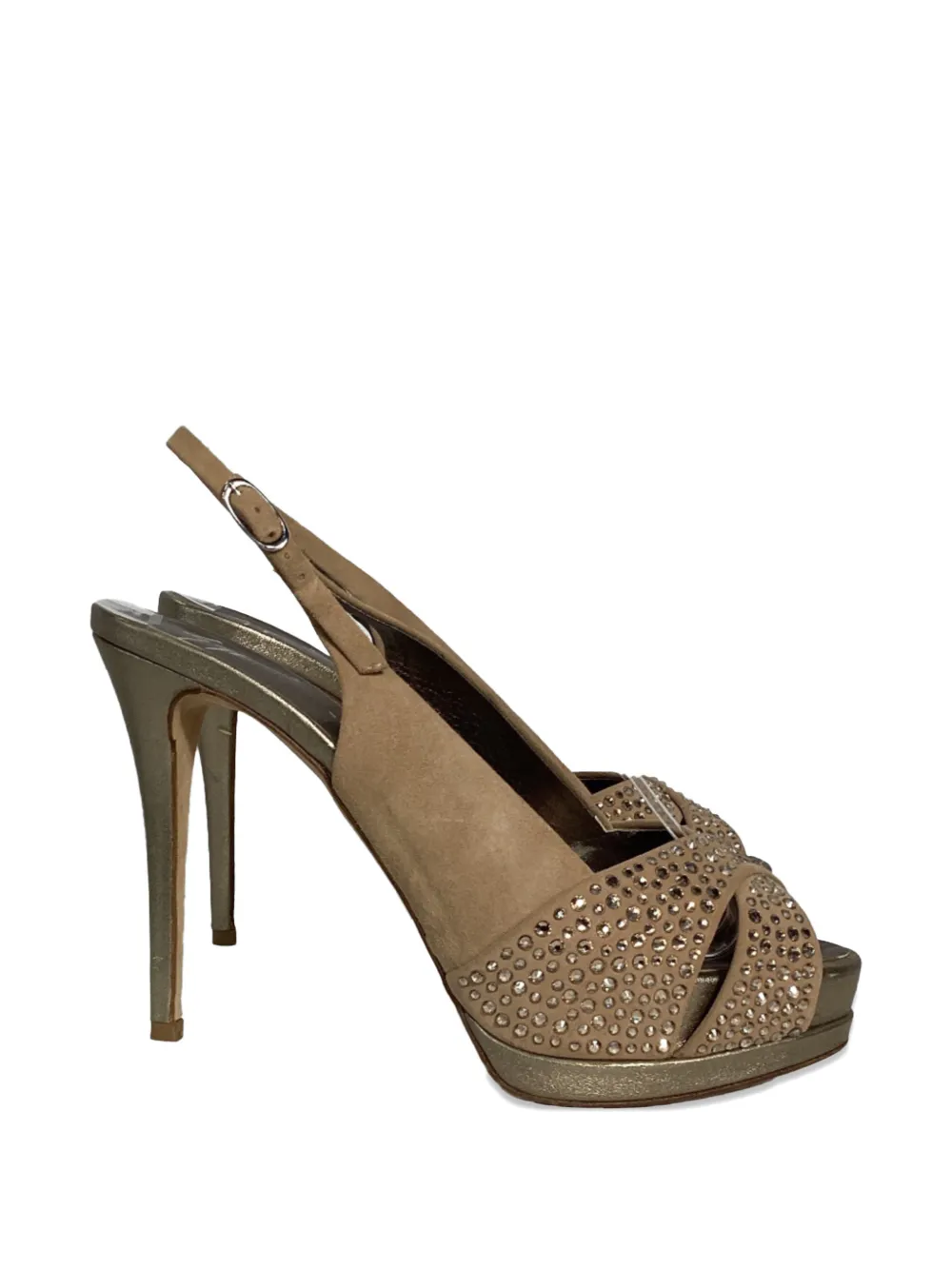 Giuseppe Zanotti Vintage crystal-embellished slingback pumps - Marrone