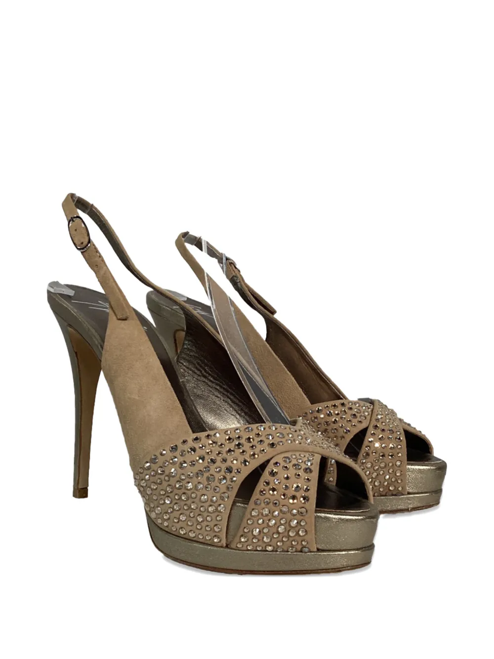 Giuseppe Zanotti Vintage crystal-embellished slingback pumps - Bruin
