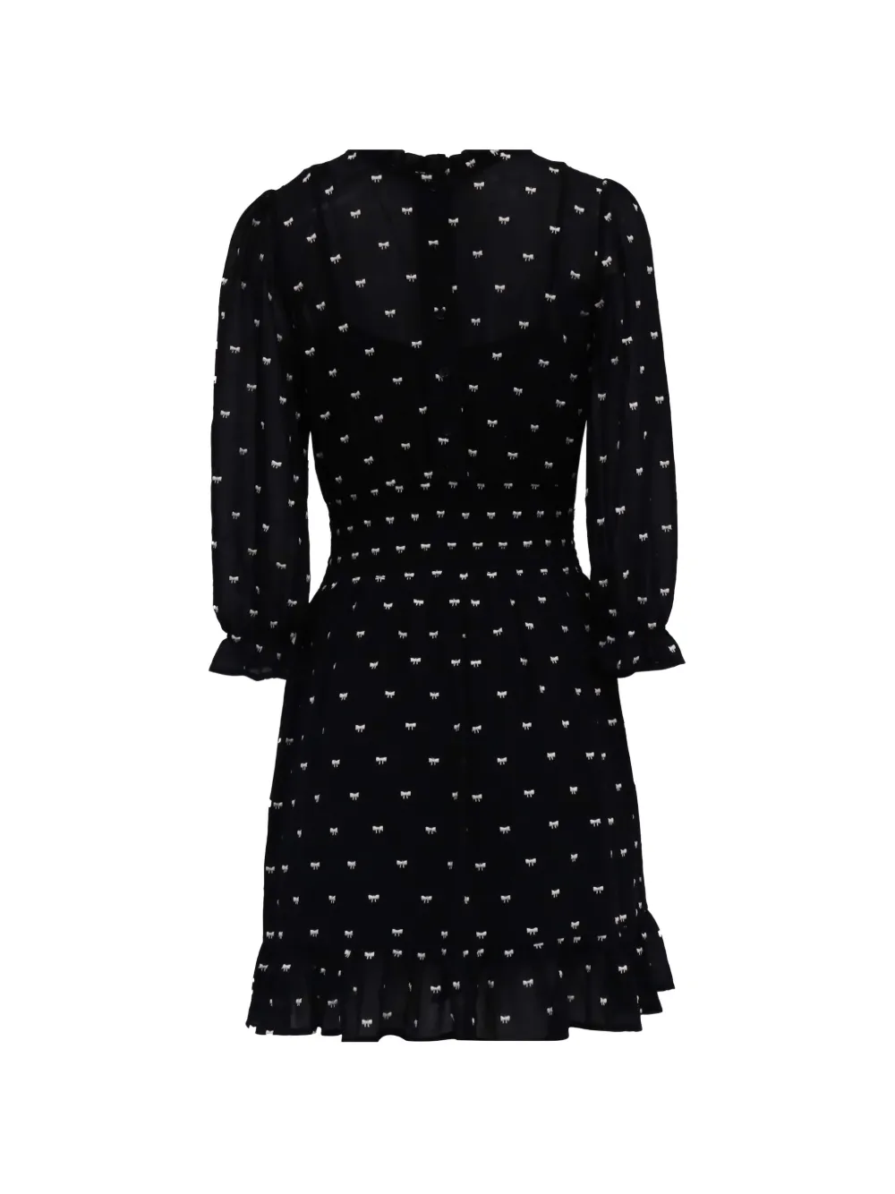 Maje Rythonoeud bow-print mini dress - Nero