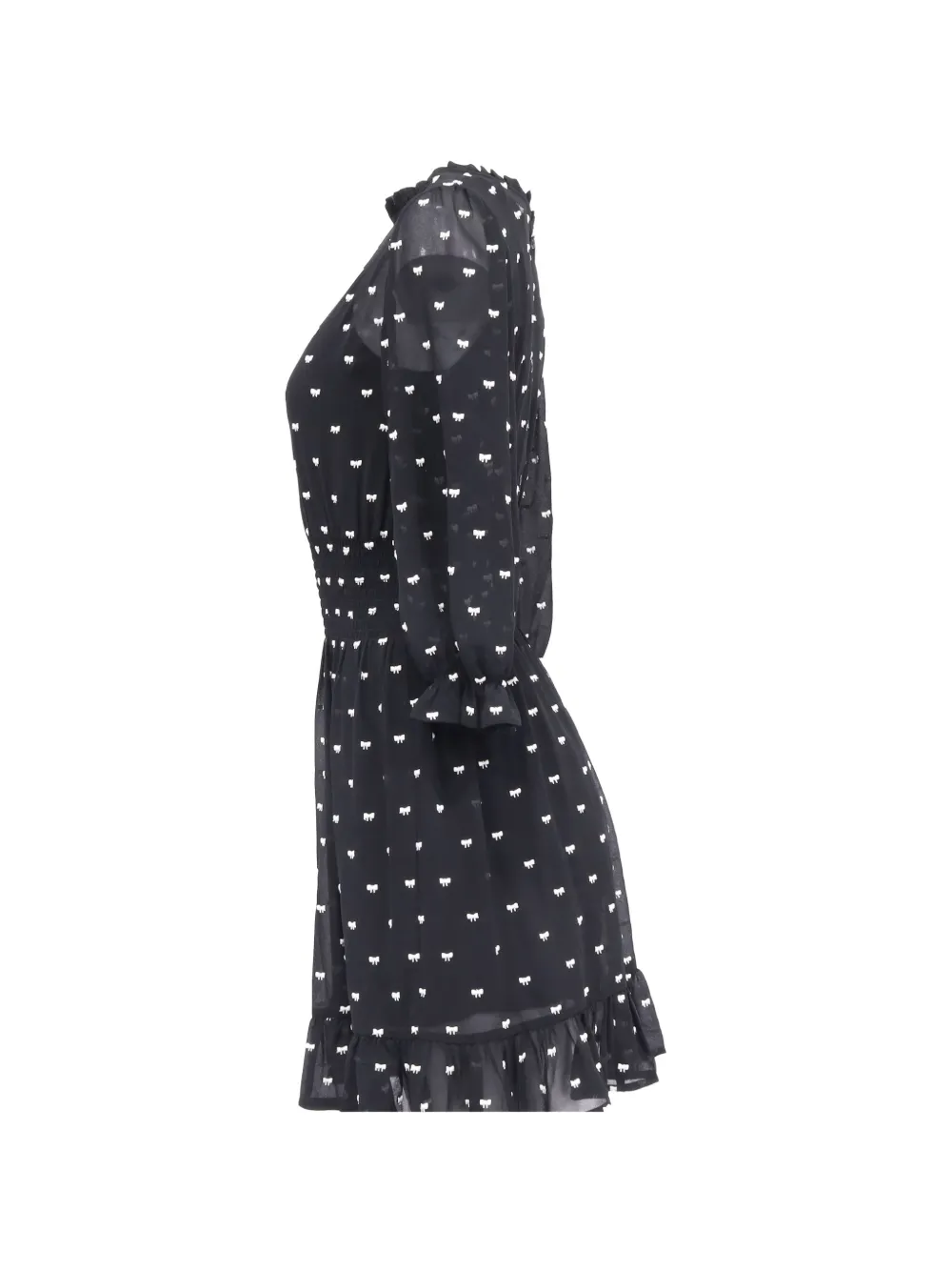 Maje Rythonoeud bow-print mini dress - Zwart