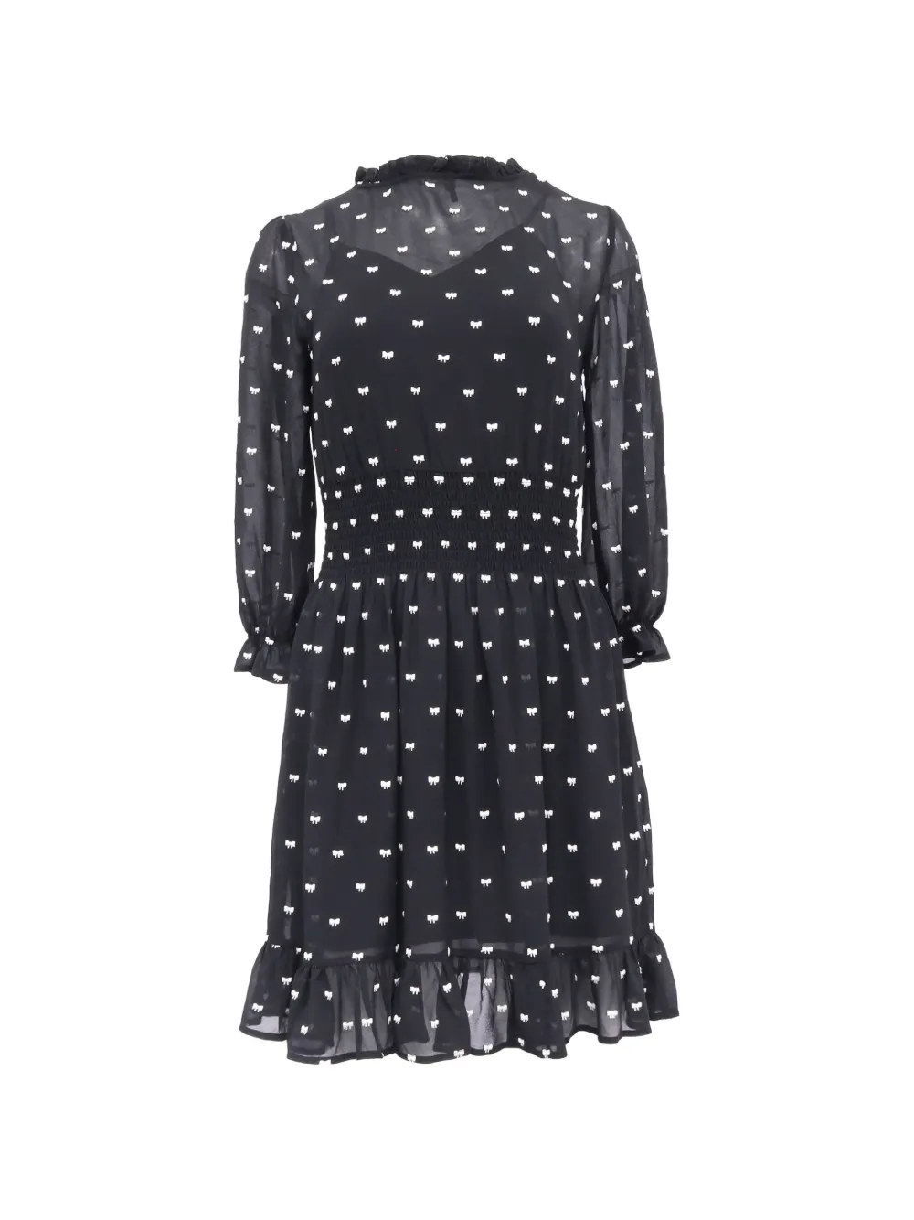 Maje Rythonoeud bow-print mini dress - Nero