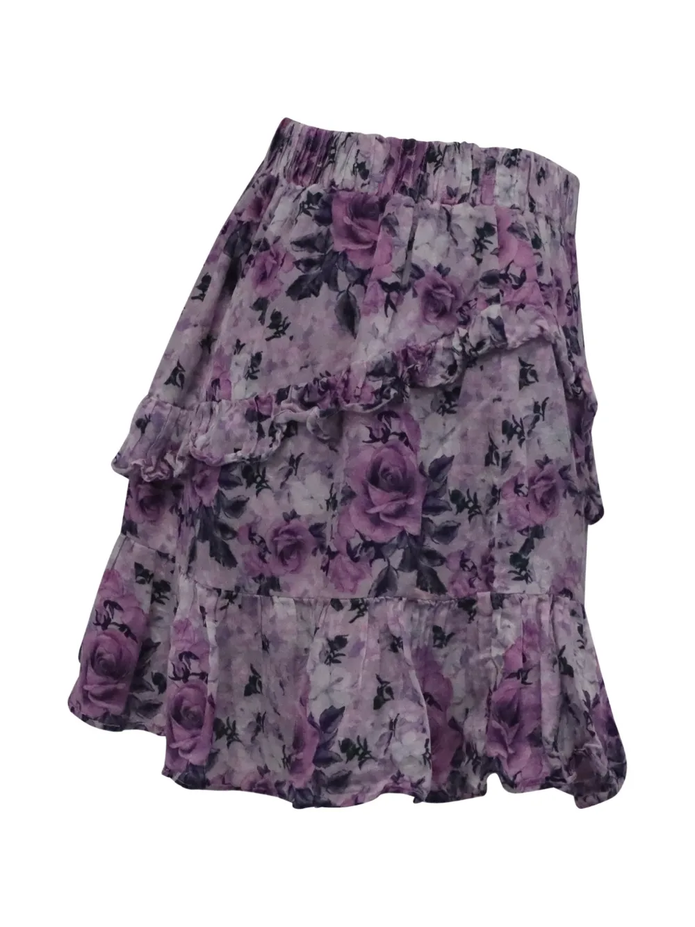 Floral-Print Ruffle Mini Skirt