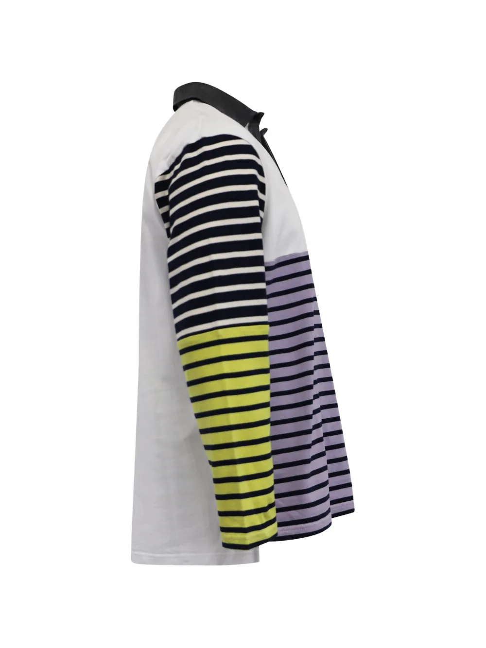 patchwork long-sleeve polo shirt