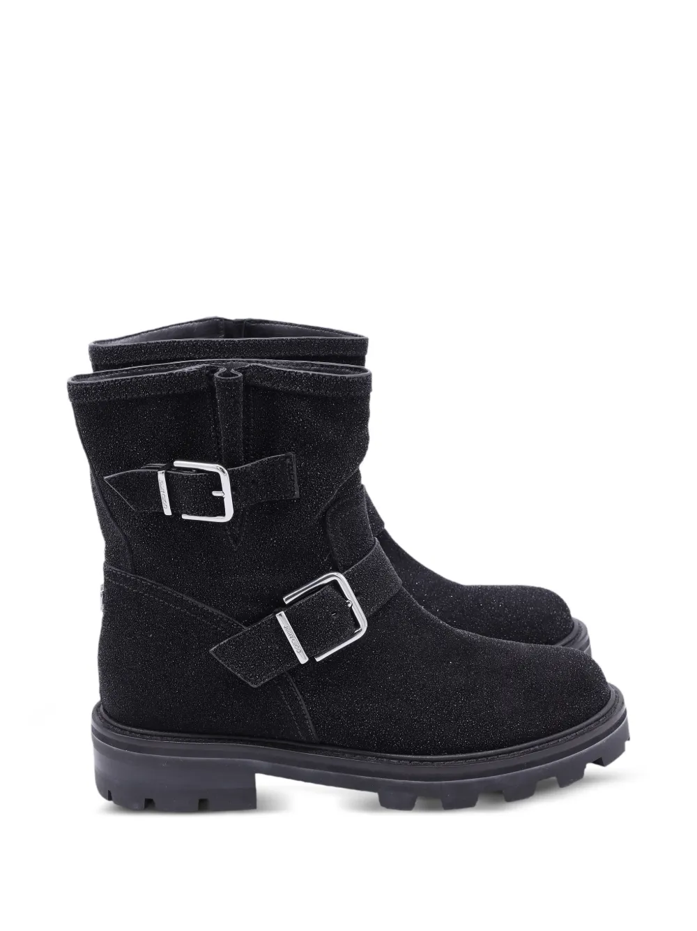 Jimmy Choo Pre-Owned glitter-embellishment buckle-detail boots - Nero