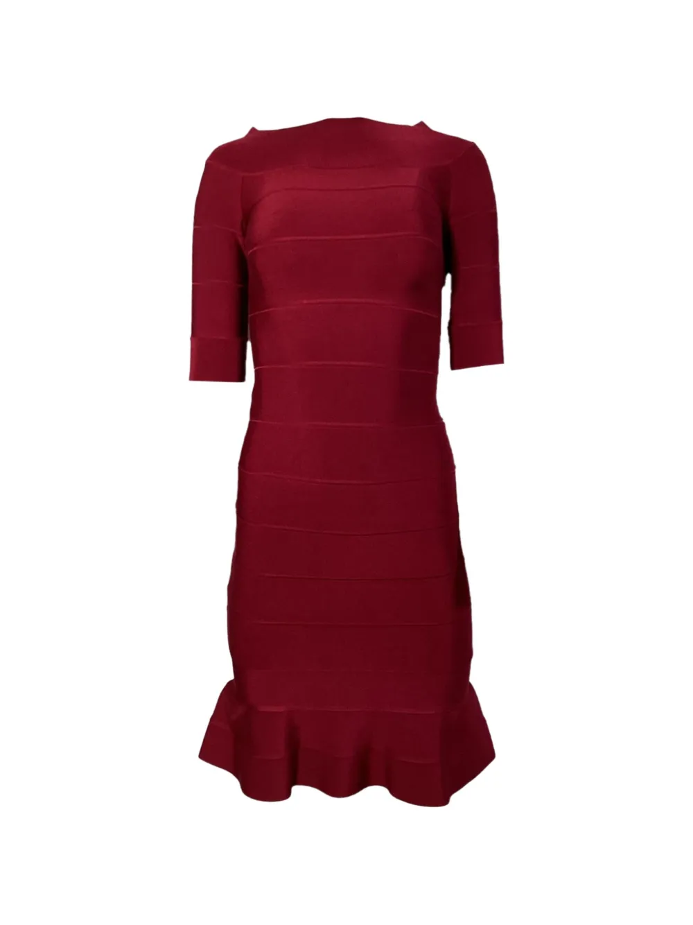 Herve Leger boat-neck flared-hem dress - Rosso