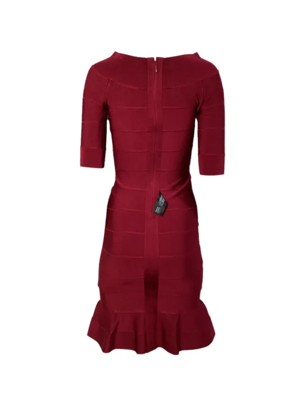 Herv Lger boat-neck flared-hem Dress | Red | FARFETCH BH