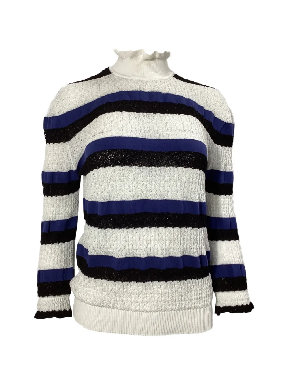 Chloé Vintage ruffled-collar striped sweater - Bianco