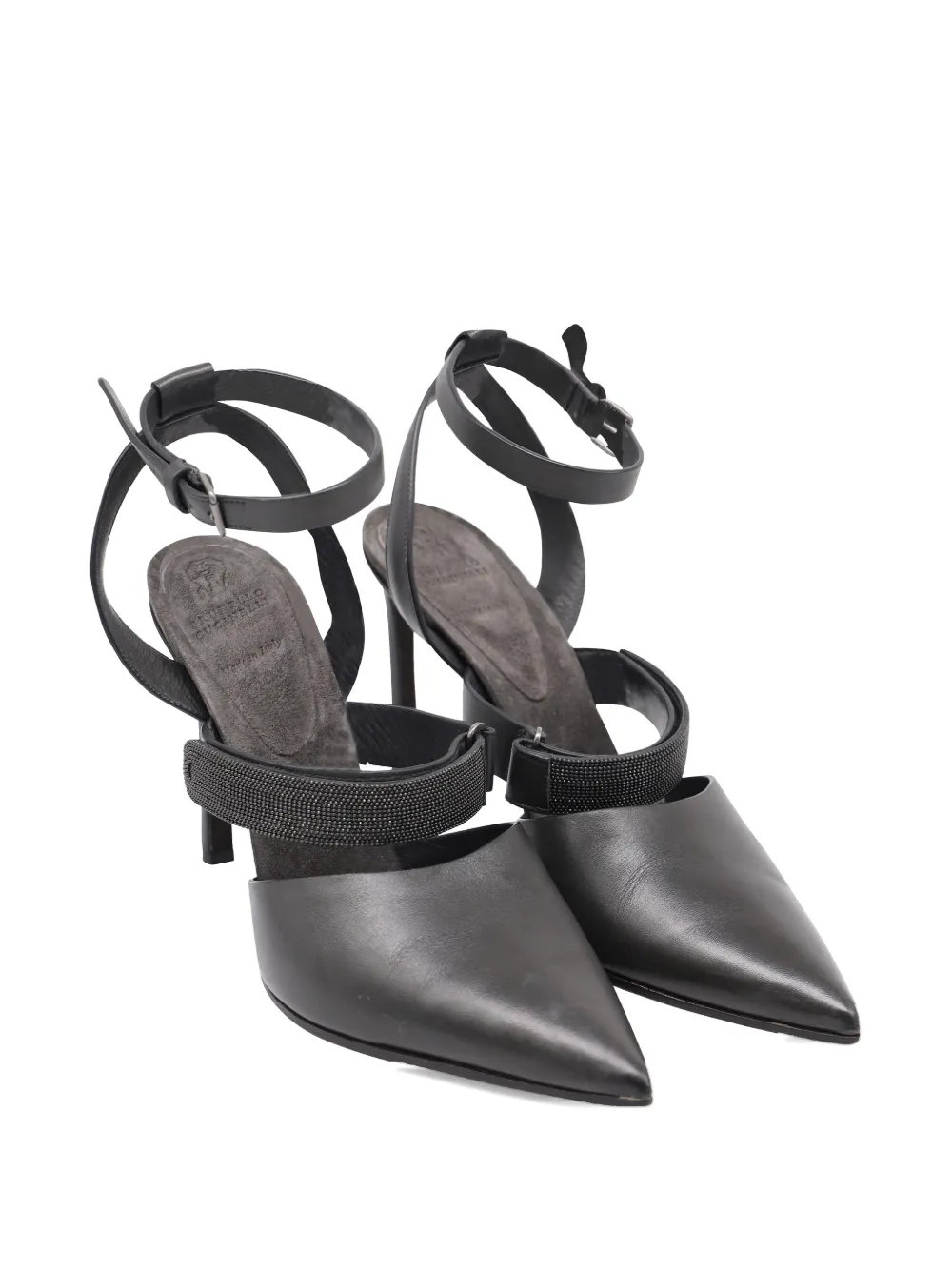 Brunello Cucinelli Vintage embellished ankle-strap pumps - Zwart