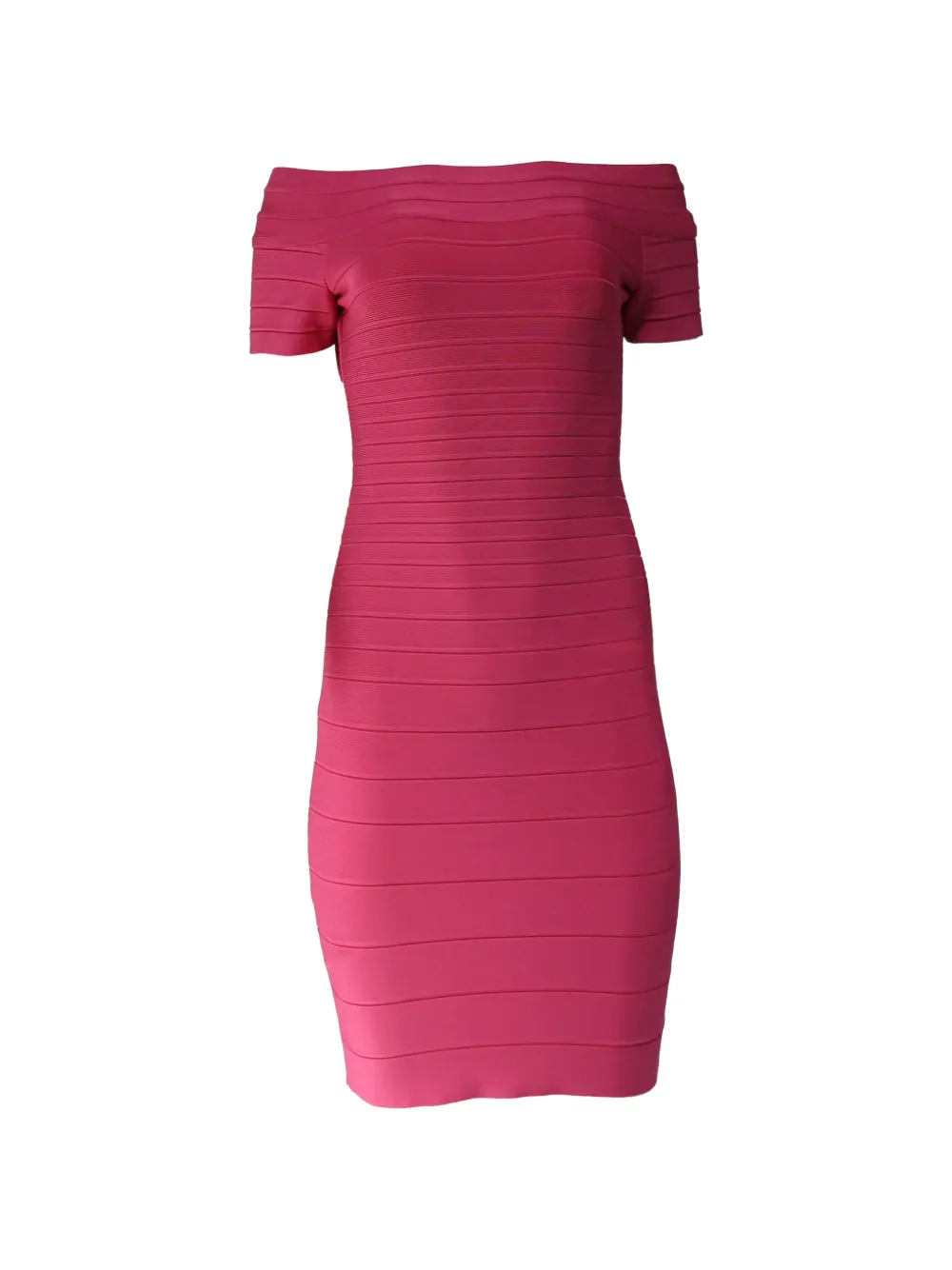 Pre-owned Herve Leger Carmen Off-shoulder Bandage Mini Dress In Pink