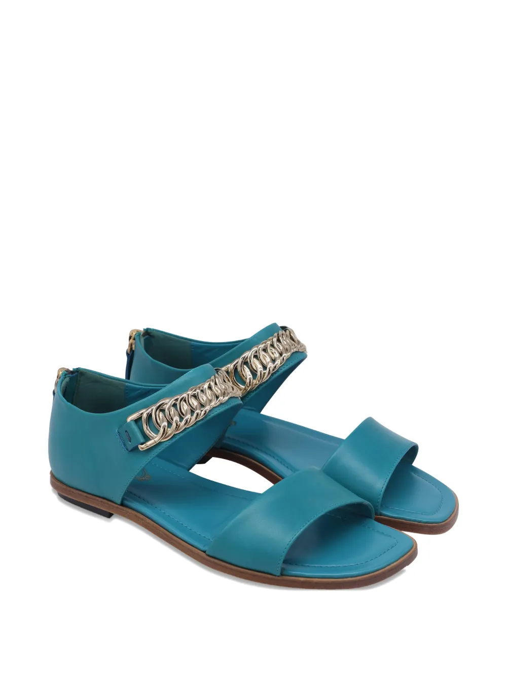Tod's Vintage chain-detail leather sandals - Blauw
