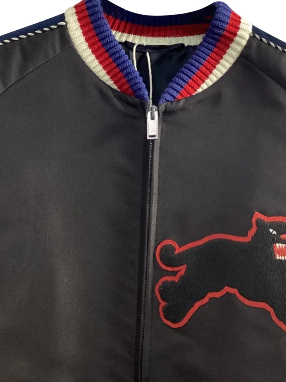 Panther-Embroidered Bomber Jacket