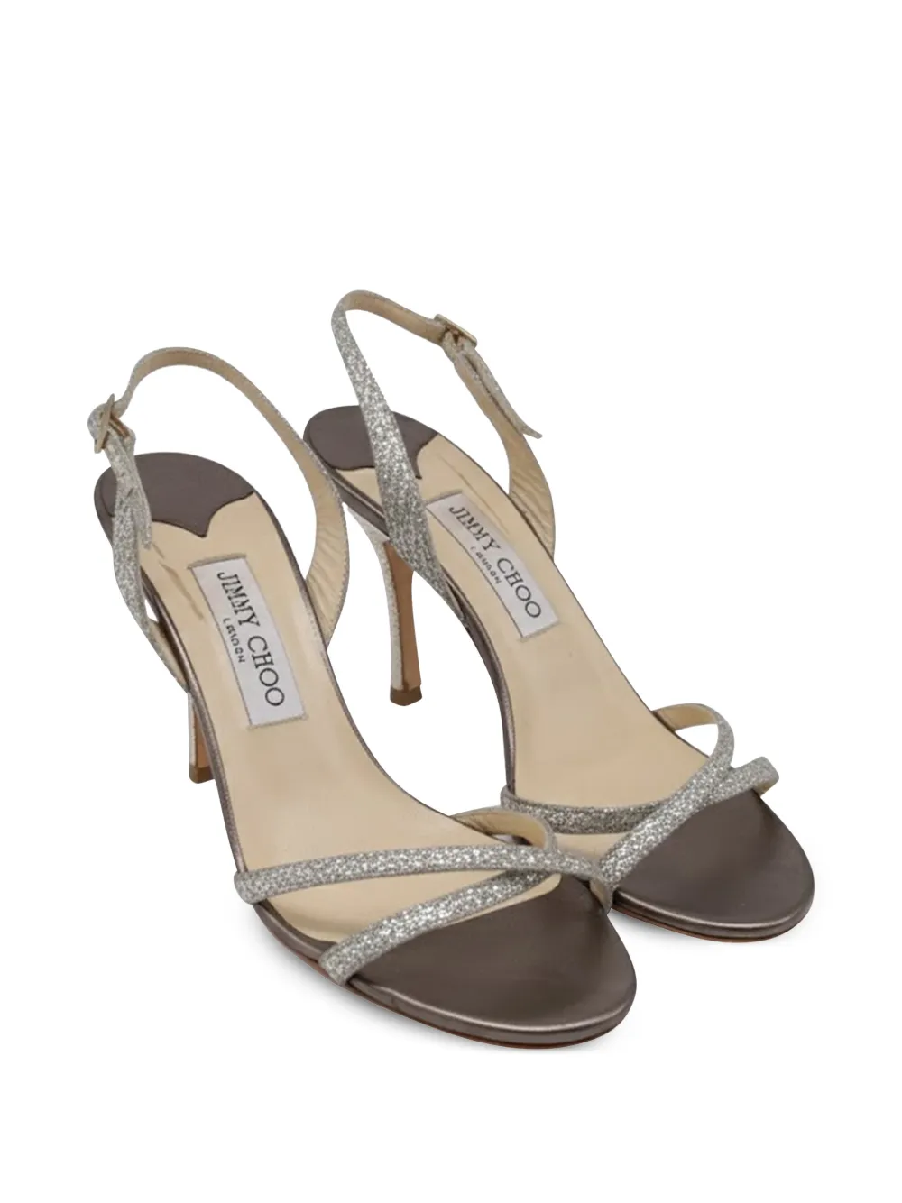 Jimmy Choo Pre-Owned glitter slingback sandals - Zilver