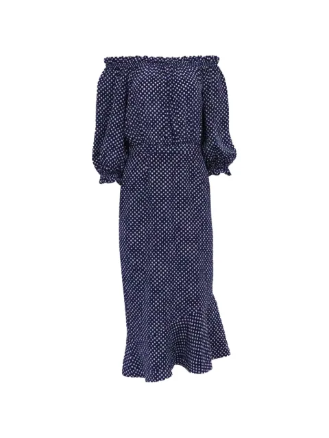 Saloni polka dot off-shoulder midi dress