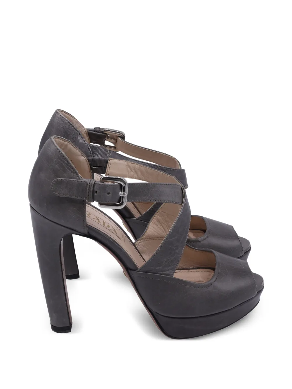 Prada Pre-Owned cross-strap platform sandals - Grigio