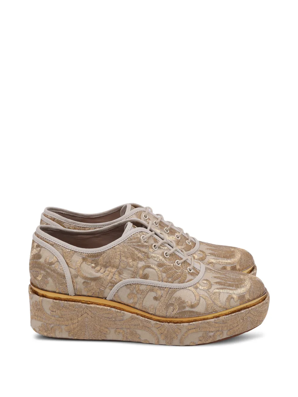 Tory Burch brocade platform oxford shoes - Nude