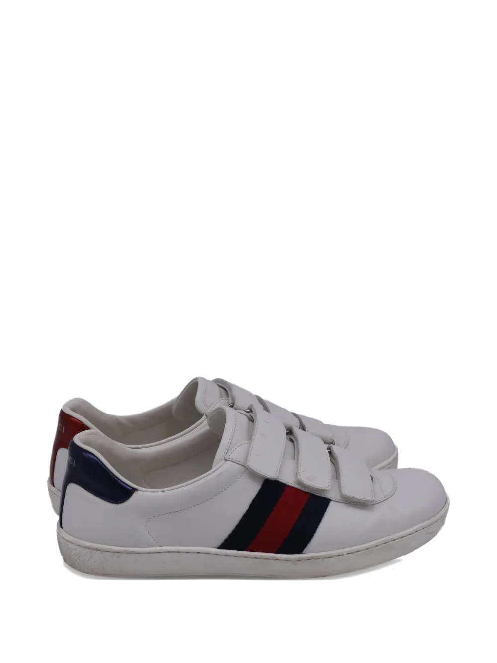Gucci Pre-Owned strap leather sneakers - Bianco