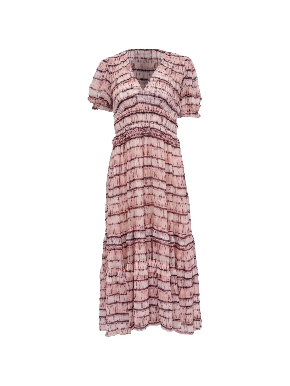 Pre-owned Ulla Johnson Elodie V-neck Silk Midi Dress In Pink