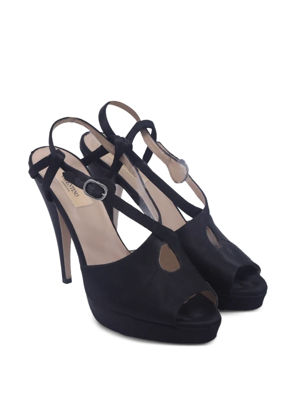 Valentino Garavani Pre-Owned cross-strap heeled sandals - Zwart