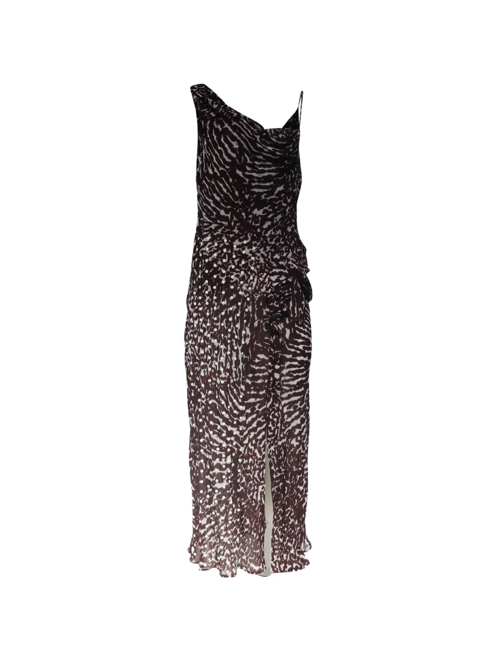Dries Van Noten Pre-Owned Deyon asymmetric print dress - Marrone