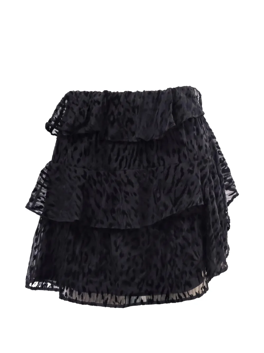 Pre-owned Iro Leopard-flocked Tiered Mini Skirt In Black