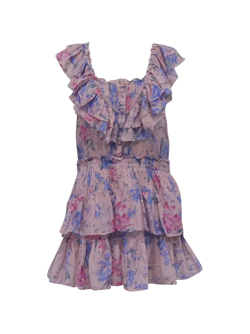 LoveShackFancy Fatima floral ruffle mini dress - Rosa