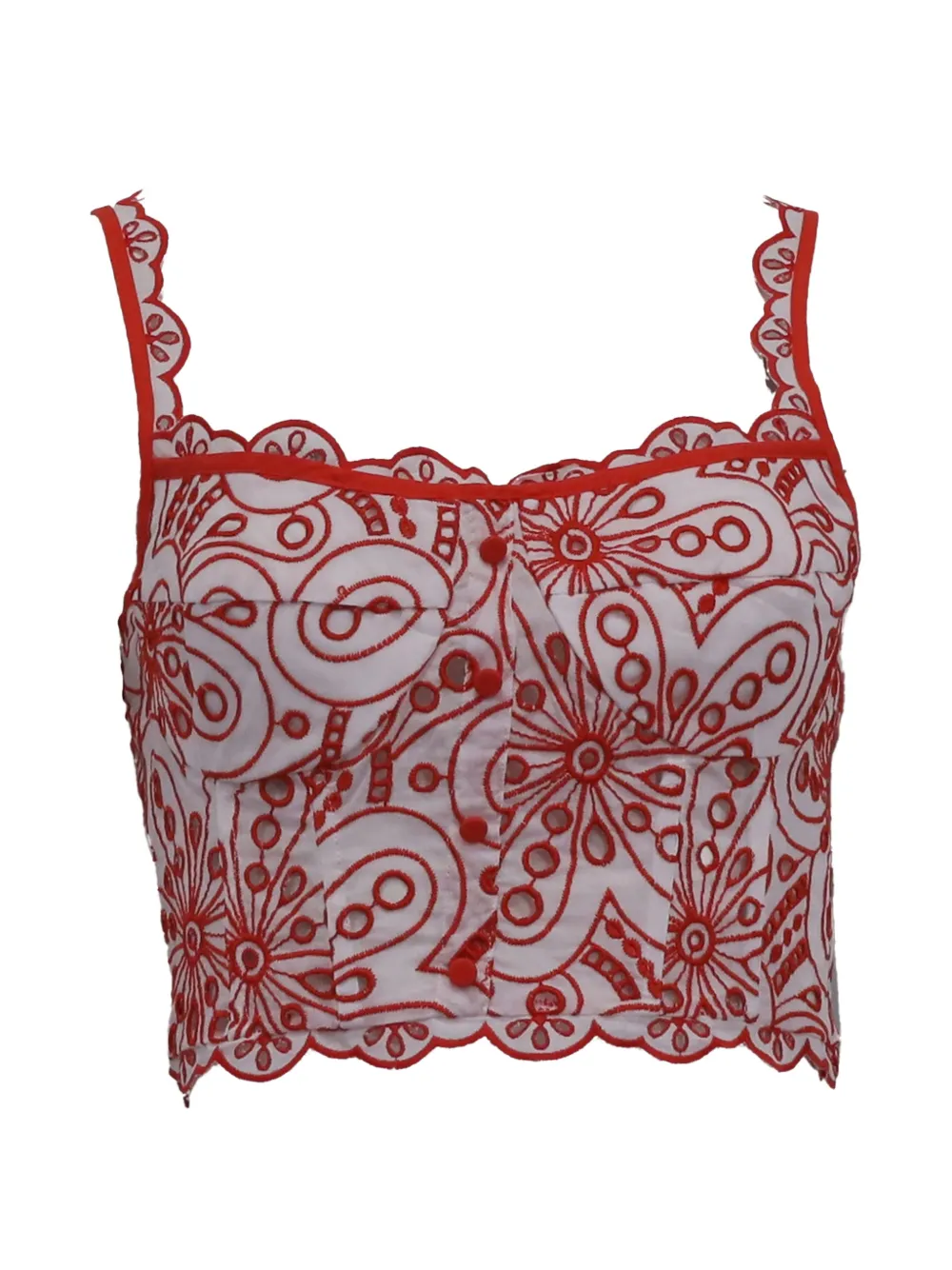 Charo Ruiz Ibiza floral-embroidered top - Rosso