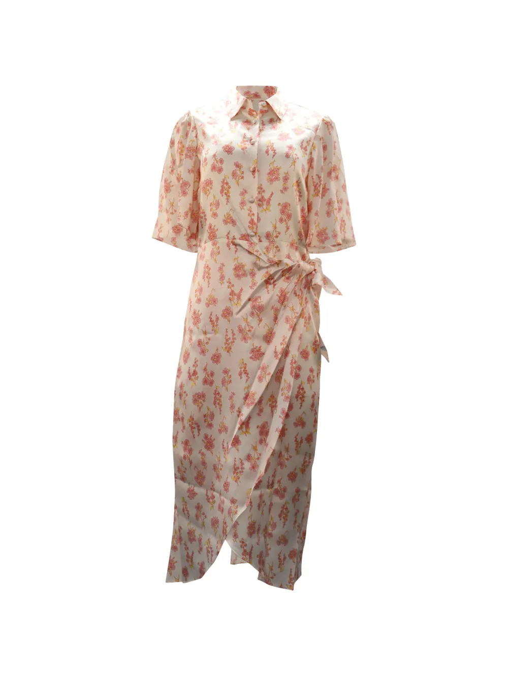 Les Rêveries floral-print midi shirt dress - Bianco