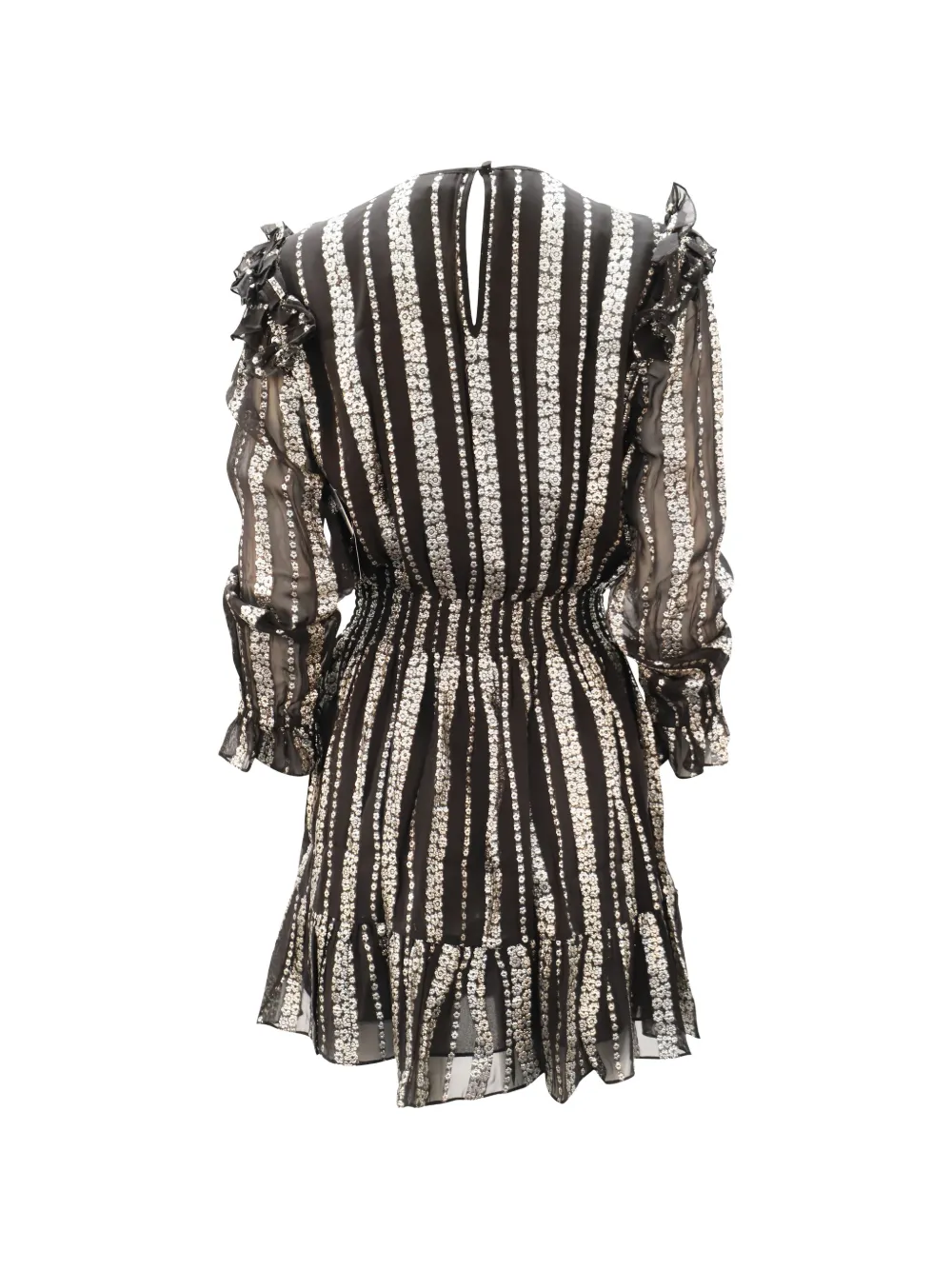 Michael Kors Vintage jacquard ruffled mini dress - Zwart