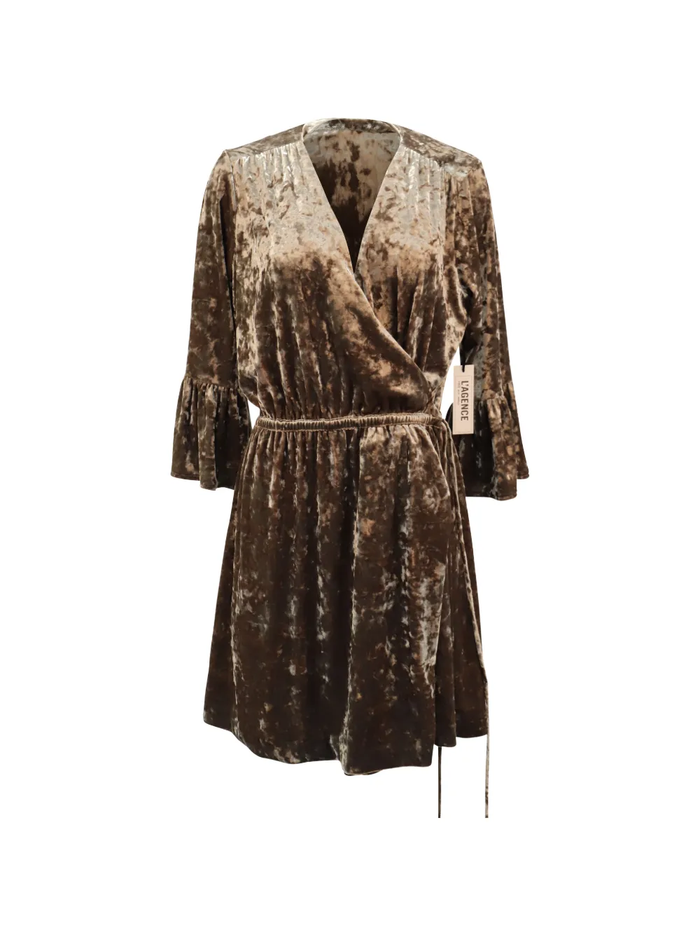 L'Agence Riley crushed velvet mini dress - Marrone