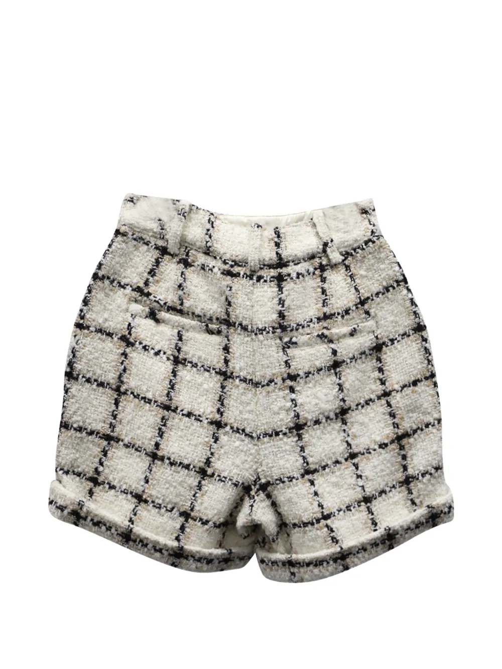 ANINE BING tweed plaid shorts - Beige