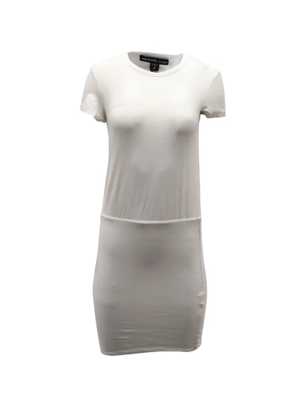 james perse mini dress JAMES PERSE Ribbed cotton and cashmere-blend mini dress