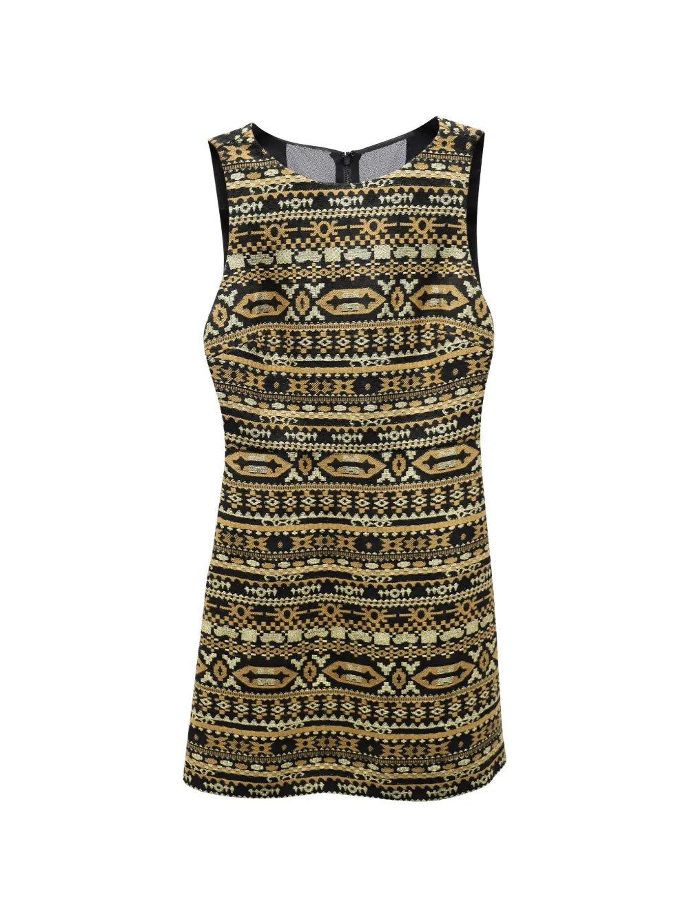 alice + olivia jacquard round-neck mini dress - Nero