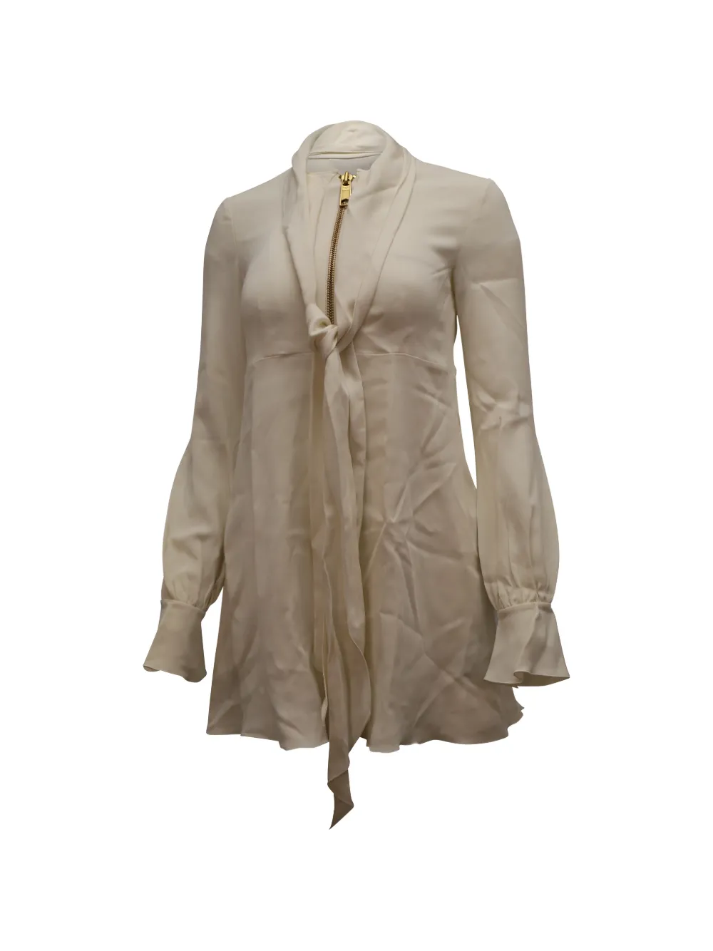 Rachel Zoe tie-neck puff-sleeve mini dress - Nude