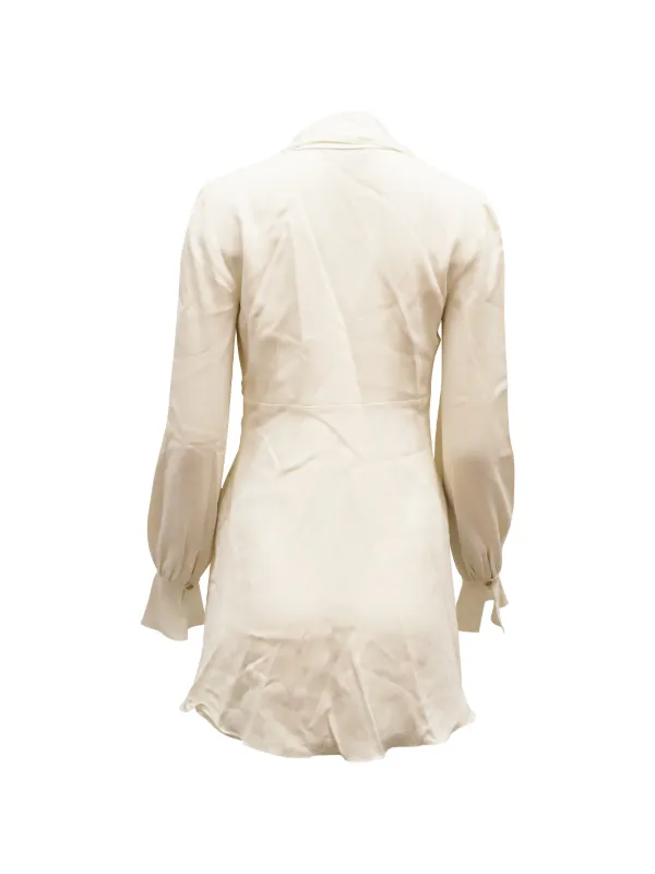 Rachel Zoe tie-neck puff-sleeve Mini Dress | Neutrals | FARFETCH ID
