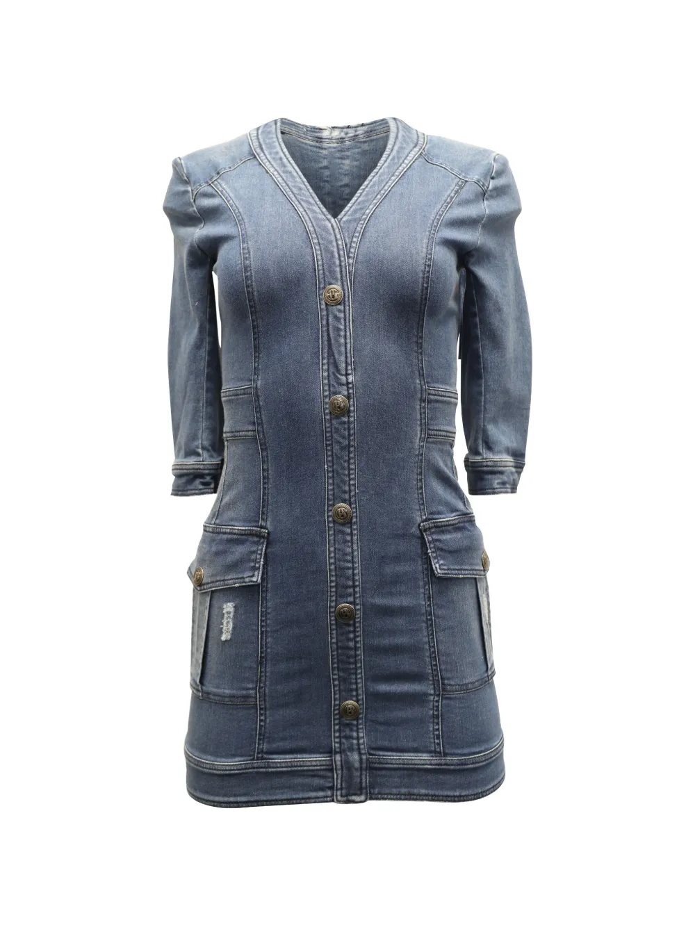 Pierre Balmain Vintage denim buttoned mini dress - Blu