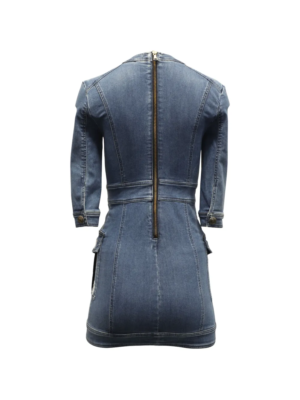Pierre Balmain Vintage denim buttoned mini dress - Blauw